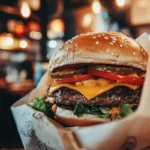 Close-up of a Big Mac showcasing its unique triple-layer bun.