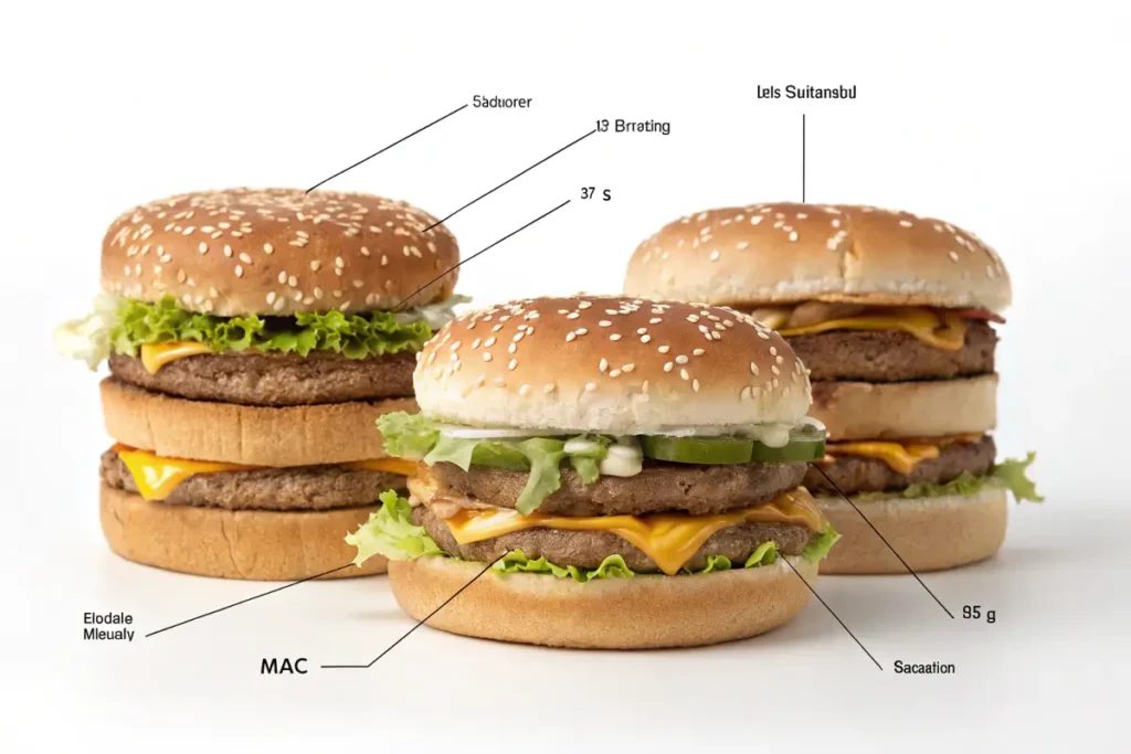 Illustration showing the Big Mac's three buns with labels highlighting the middle bun