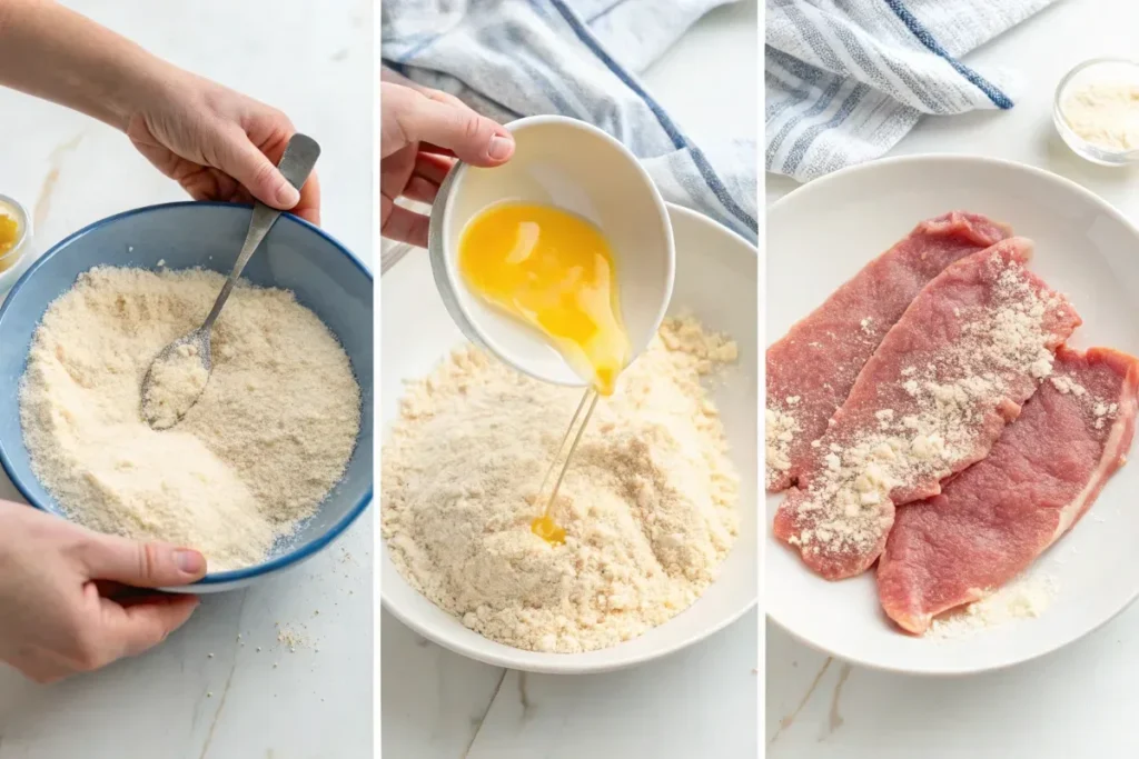  Step-by-step breading process for Milanesa