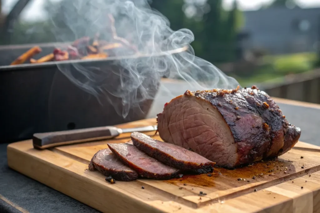 How to keep a roast moist in a smoker, featuring a juicy smoked roast.