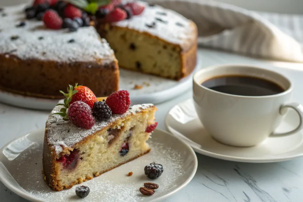 Italian comfort cake on a plate, ready to eat.