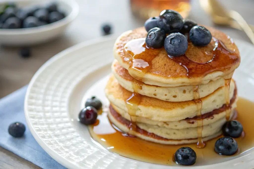 A plate of warm mini pancakes.